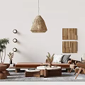 Quiet sofa tea table combination 3d model