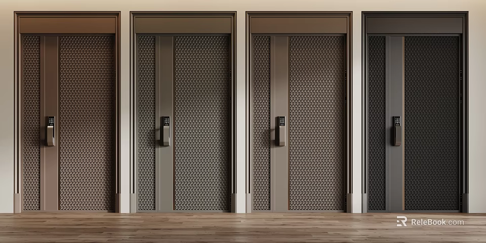 Modern Metal Security Door Designs With Different Finishes And Locks 3d model 