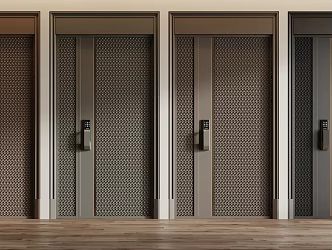 Modern security door, mother and child door, flat door, wooden door, single door 3d model