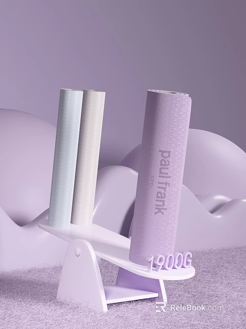 Paul Frank Sports Equipment Yoga Mats in Light Blue White Purple Rolled with Textured Surface 3d model 