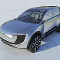 Modern Futuristic Silver SUV With Sleek Design Dark Roof And Large Wheels
