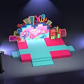 Vibrant Stage Design With Steps Colorful Geometric Backdrop And Lighting Effects 3d model