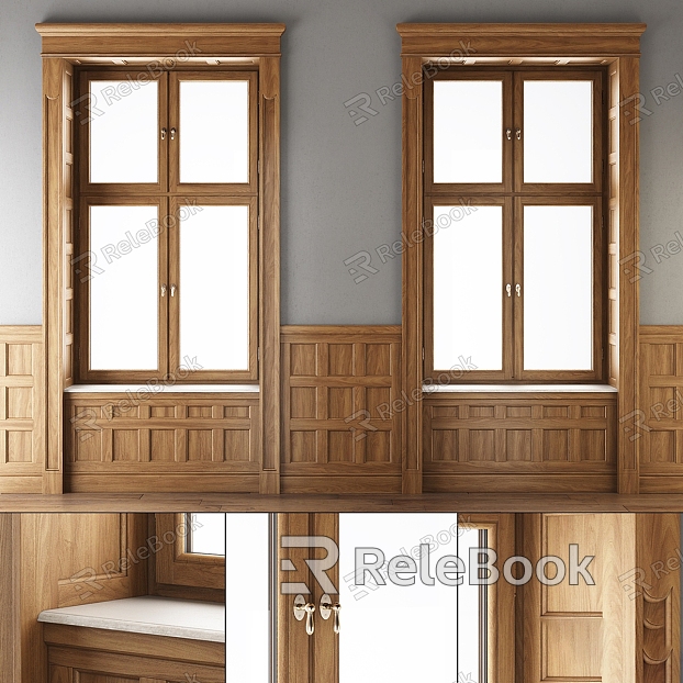 Jane European windowsill window solid wood window cover bay window model