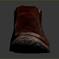 Red Leather Ankle Boots With Distressed Finish And Side Zipper Detail
