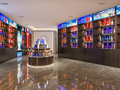 Liquor and Tobacco Store Modern Interior With Shelves And Displayed Products 3d model