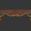 Elegant Wooden Coffee Table With Golden Trim And Curved Ornate Legs
