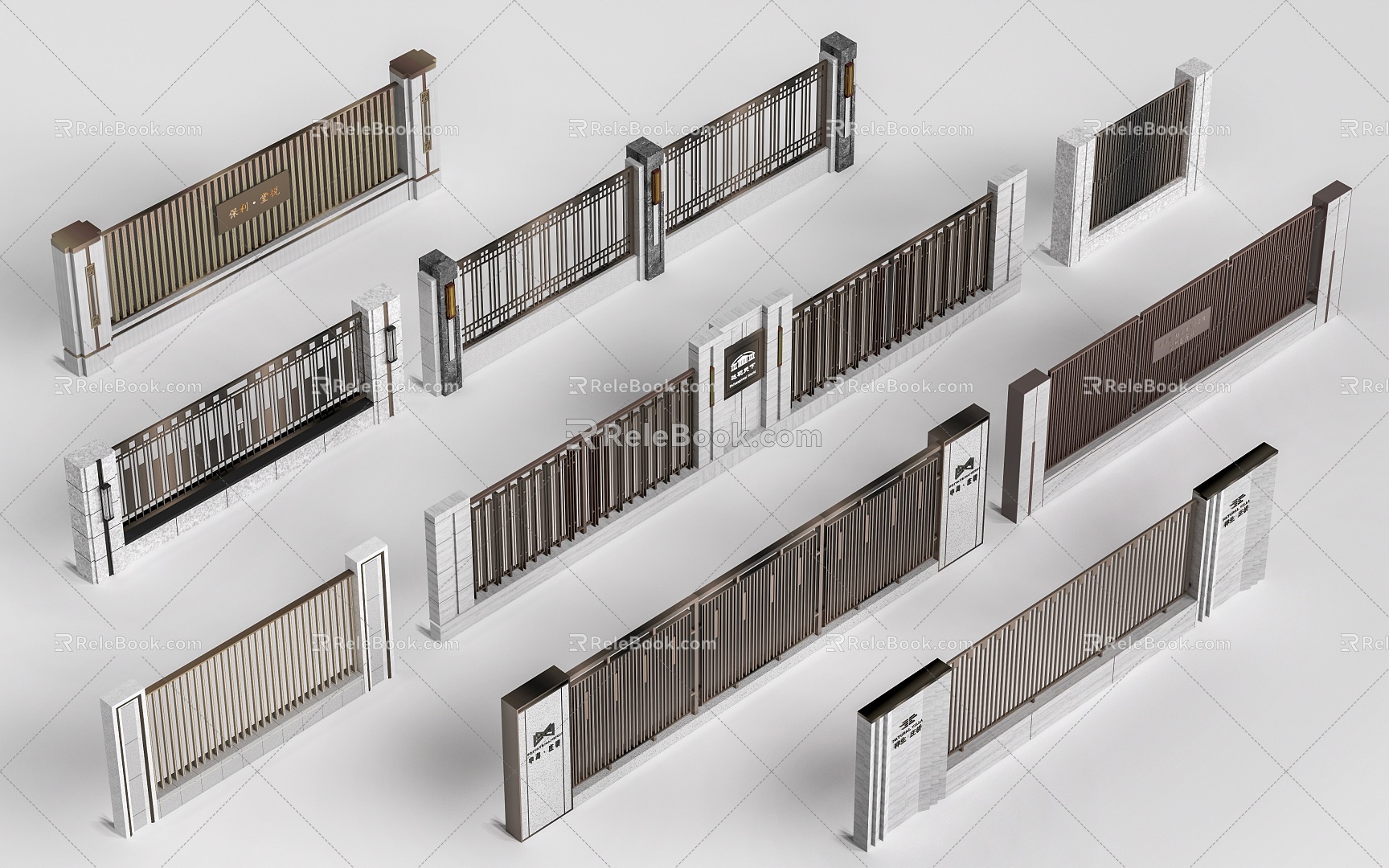 courtyard wall, courtyard door, courtyard wall, community wall 3d model