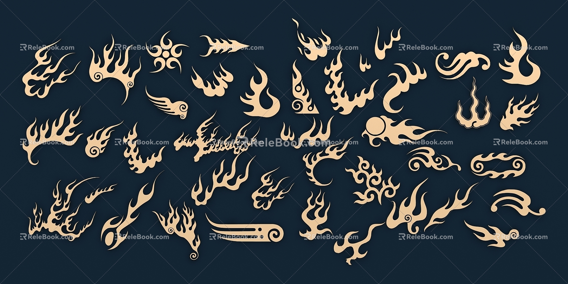 New Chinese style fire pattern 3d model