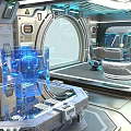 Futuristic Control Room Interior Design With Hi Tech Console Display Screens And Glass Top Desk