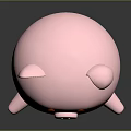 Cute Chubby Pink Cartoon Pig With Smiling Face Blush Cheeks Standing On Dark Background
