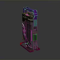 Purple And Gray Tech Device With Purple Stand Detailed Texture And Indicator Lights