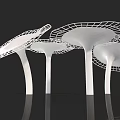 White Mushroom Shaped Columns With Net Like Canopies Modern Architectural Decorative Elements