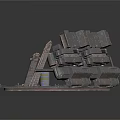 Large Industrial Mechanical Equipment On Metal Platform With Pipes And Tools