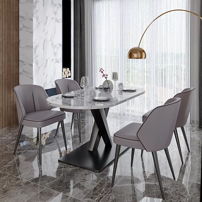 Modern Dining Table and Chair Combination Dining Table and Chair 3d model