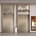 Elegant Modern Elevator Design With Geometric Mountain Grille And Beige Panels 3d model
