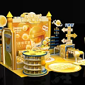 Promotional Exhibition Booth with Yellow Castle Design Top Stream Elite Award Drinks and Balloons