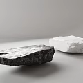 Black And White Stone Shaped Coffee Tables With Textured Surfaces 3d model