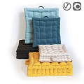 Decorative Pillows in Blue Black White and Yellow with Quilted Texture for Home Decor