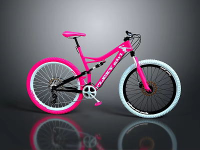 Scott Pink Mountain Bicycle With Thick Tires And White Rimmed Wheels 3d model