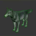 Gray and White Wolf in Standing Pose on Reflective Floor with Gray Gradient Background 3d model