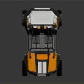 Orange And White Striped Open Frame Off Road Vehicle With Large Tires And Two Seats