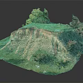 Scenic Garden Landscape With Rocky Hill Lush Green Grass Colorful Trees And Natural Rocks