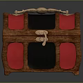 Red And Black Clothing Storage Trunk With Wooden Handle And Clasp