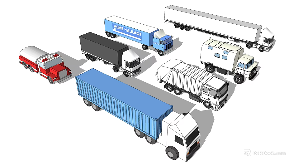 Variety Of Functional Vehicles For Transportation 3d model 