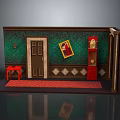 Vintage Interior Design With Green Wall Door Red Table Cabinet Painting And Red Carpet