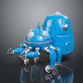 Blue Robot Character Featuring Insect Like Design Large Eyes And Mechanical Legs 3d model
