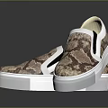Snake Print Slip On Shoes With White Thick Sole And Black White Trim Casual Style