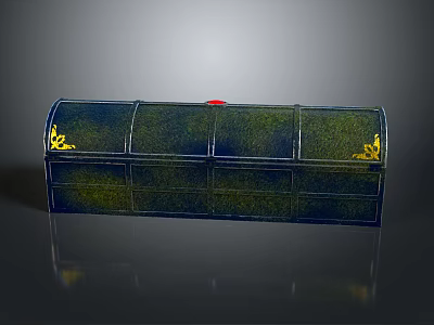 Decorative Storage Box Featuring Blue Green Gradient Gold Patterns And Red Button 3d model