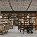 Book Art Interior With Calligraphy Ceiling Green Walls Bookshelves Arched Door Wooden Black Furniture Blind Windows