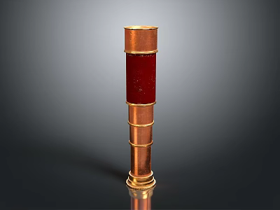 Cylindrical Decorative Column Featuring Copper And Red Metallic Layers And Smooth Surface 3d model