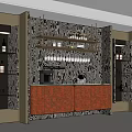 Elegant Modern Wine Cabinet Interior Design With Textured Panels Wine Racks And Glass Holders
