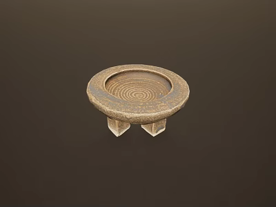 Round Stone Tray With Spiral Pattern And Three Legs Design For Decorative Use 3d model