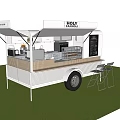 Holy Mobile Food Truck With Awning Wooden Counter And Chairs On Grass