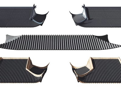 Traditional Roof Components With Architectural Tile Structure And Eave Details In Different Angles 3d model