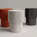Modern Cylindrical Coffee Tables With Vertical Stripes Design In Orange White Black