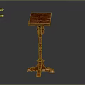 Carved Wooden Pedestal Stand With Square Top And Intricate Design Details