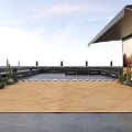 Efficient Road Facilities In Parking Layout With Lanes Signage Kiosk And Grass Area