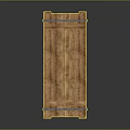 Wooden Entryway Side Cabinet With Plank Structure And Metal Accents For Home Decor