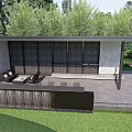 Modern gallery park landscape gallery reception area rest area 3d model