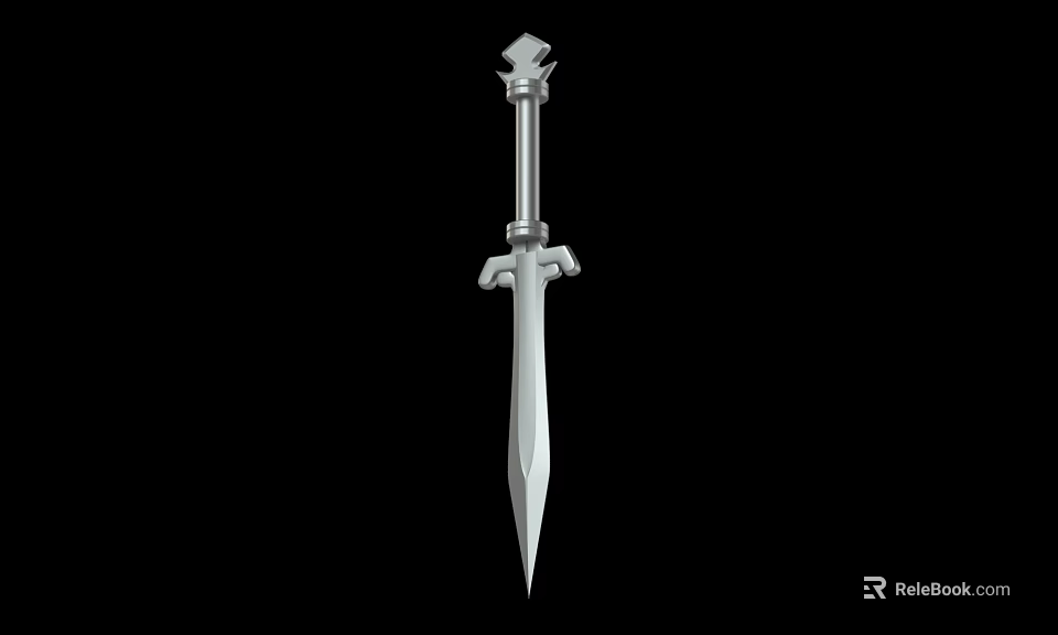 Silver Decorative Sword With Ornate Hilt And Sharp Metal Blade In Medieval Fantasy Design 3d model 