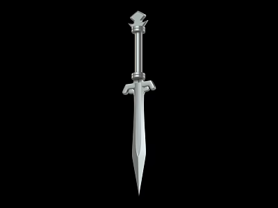 Silver Decorative Sword With Ornate Hilt And Sharp Metal Blade In Medieval Fantasy Design 3d model