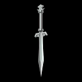 Silver Decorative Sword With Ornate Hilt And Sharp Metal Blade In Medieval Fantasy Design