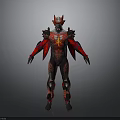 Red And Black Spiked Armor Sci Fi Fantasy Creature Character With Aggressive Design
