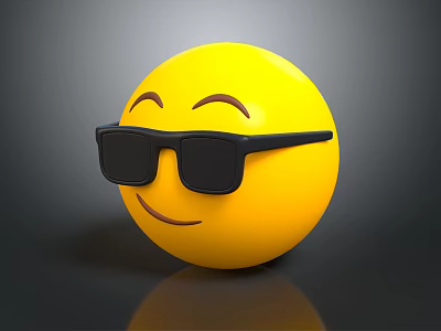 Cute Yellow Smiley Face Decorative Ornament Set With Sunglasses For Home Decor 3d model