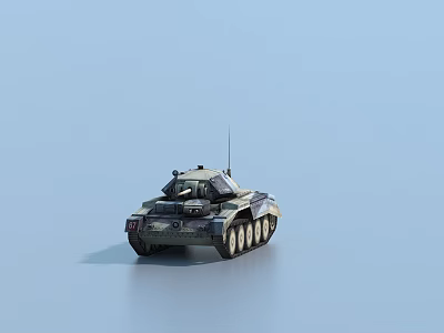 Military Camouflage Tank With Turret And Track Design On Blue Background 3d model