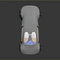 Futuristic Concept Car Featuring Sleek Silver Aerodynamic Body Transparent Elements and Blue Illuminated Wheels